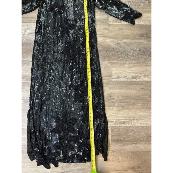 Vintage 100% silk sequin women’s Sheath Gown Dress. No brand. Size M/L - Picture 7 of 9